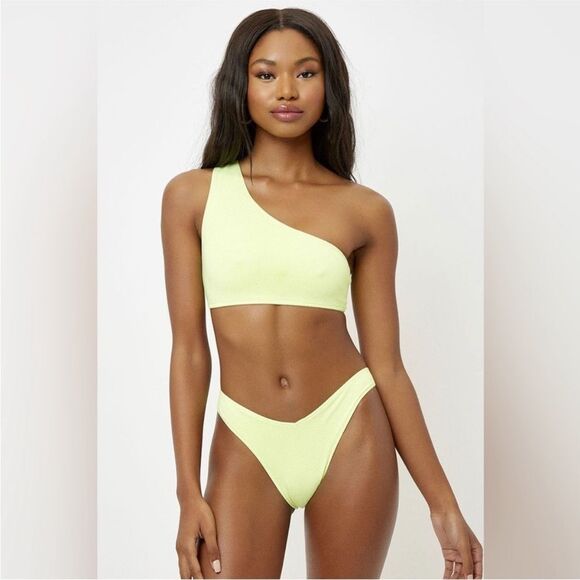 NWT Frankie’s Bikinis zuma brikini top in sundance bright lemon lime - Picture 2 of 8